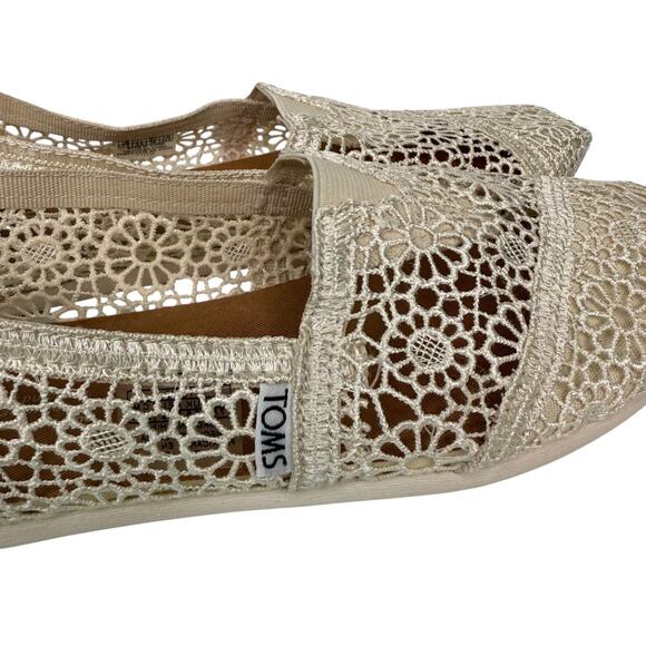 TOMS Alpargata Moroccan Natural Crochet Slip-On Shoes Women's Sz 7.5 - Picture 7 of 9